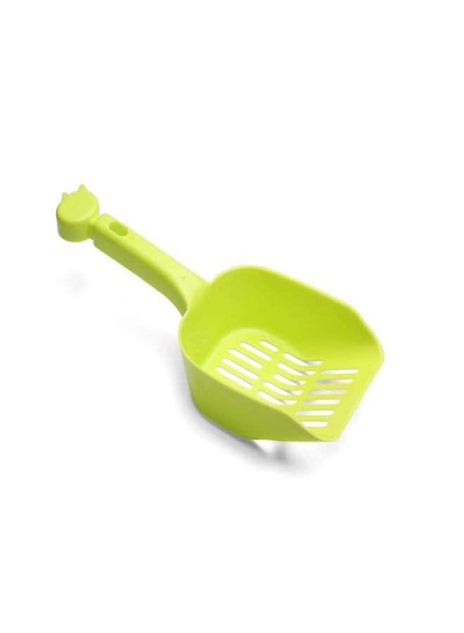 misu Waste Scoop pet Litter Tray Tool Cleaning Handle Grip sift Wide Slot pet Clean Clump Remover Scoop Tray Holder Press Solid Waste pet bin Grip Green - Image 1